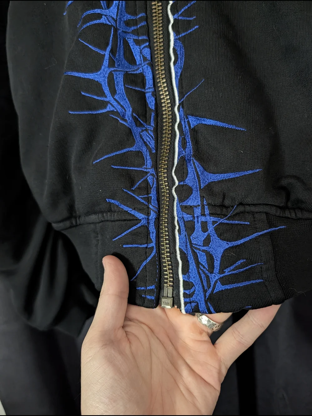Haider Ackermann Black Silk Lined Tribal Thorn Embroidered Bomber Jacket S
